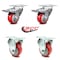 Service Caster 3 Inch Red Polyurethane Swivel Top Plate Caster Lock Brakes 2 Rigid SCC, 2PK SCC-TTL20S314-PPUB-RED-2-R-2 - alternate 4